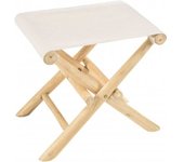 MACABANE Taburete plegable de ramas de teca y asiento de tela