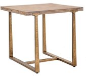 Mauro Ferretti Mesa de comedor cuadrada de madera y metal marrón 80x80x76 cm