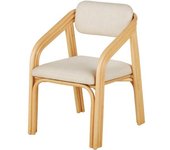 Maisons du Monde Sillón de comedor en ratán y tela beige