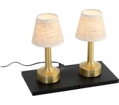 QAZQA Set de 2 lámparas doradas rgbw recargables con beige