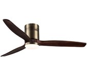 Wonderlamp Ventilador de techo cuero con palas de madera oscura