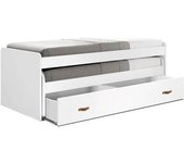 MueMue Cama + cajones aglomerado blanco con somieres 90x200cm