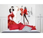 Mademoiselle Tiss Cabecero de tela sin soporte de madera de 160 × 140 cm
