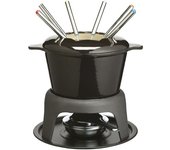 MasterClass Juego de fondue de hierro fundido esmaltado en negro