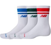 New Balance - Calcetines Everyday Stripe Midcalf (3 Pares), Unisex, White, S [34 - 38]