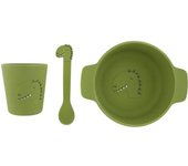 Set vajilla con 3 piezas 1ª edad de silicona TRIXIE Animal verde