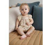 VERTBAUDET Conjunto regalo vestido + pantalón bombacho + cinta para el pelo bebé crudo
