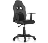 HJH Silla deportiva para niños RACER JUNIOR, en piel y tela gris y negro