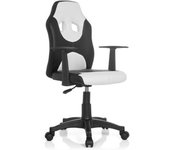 HJH Silla deportiva para niños JUNIOR SPORT, en piel y tela negro y blanco