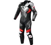 Macna Ignite Traje de cuero de moto de una pieza perforado - Negro Blanco Rojo (50)