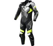 Macna Ignite Traje de cuero de moto de una pieza perforado - Negro Blanco Amarillo (52)