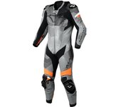 Macna Ignite Traje de cuero de moto de una pieza perforado - Negro Gris Naranja (54)