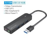 Hub USB Vention 3 puertos 500 Mbit/s modelo CHIBB Tarjeta de Sonido Externa