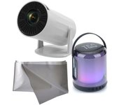 Klack Mini Proyector Portátil 4K + Altavoz Tg-376 y Pantalla 130 " con Android Integrado
