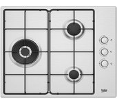 Placa Gas - Beko HIGG 63125 SCX, Tres Fuegos, 61 cm, Butano, Inox