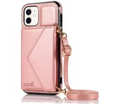 Cool Funda Colgante Wallet Rosa para iPhone 12 Mini