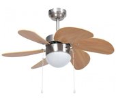 VidaXL Ventilador de Techo con Luz 39W Marrón Claro