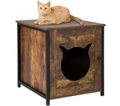 COSTWAY Mueble Arenero Gatos, Mueble Arenero para Gatos Baño Privado para Gatos con Entrada, Lavabo Oculto para Gato con Puerta, Estructura Metálica