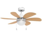 Universal Blue Geneva 6030W Ventilador de Techo con Luz y Aspas Reversibles 76cm 50W Blanco/Madera