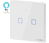 Interruptor inteligente Sonoff T0EU2C-TX Wi-Fi 2 canales Alexa Google Glass Táctil Blanco