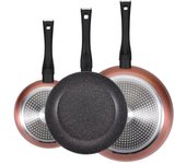 San Ignacio Set 3 Sartenes de Aluminio 20, 24 y 28cm + 3 Utensilios + 3 Recipientes Herméticos