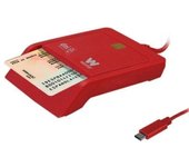 Lector DNI Woxter PE26-199 Rojo USB Tipo C Adaptador USB-A LEDs Compatible Smart Card
