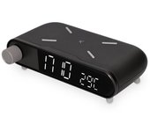 Ksix 10w Despertador Cargador Inalámbrico, Tecnología Qi, Indicador De Temperatura, Negro