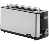 Tostadora Braun HT1610BK Negro y Acero Inoxidable, 1030W, Ranura 25cm, Control Giratorio