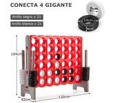Costway Conecta Gigante 4 para Niños y Adultos Juego 4 en Raya Gigante con 42 Anillos Dispositivo de Deslizamiento Rápido 120 x 42 x 104 cm Rojo
