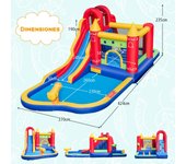 Costway 7 en 1 Castillo Hinchable Acuático Grande para Niños 3-10 Años con Soplador Tobogán Acuático Cañón de Agua y Piscina 624 x 270 x 235 cm