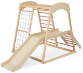Costway Juguete Parque Infantil para Interior 6 en 1 con Barras Tobogán Cuerda Escaleras de Madera Juego Escalador para Niños 1+ Años