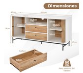 Costway Mueble de TV 65” con Orificio para Cables Puertas Corredizas Persiana 2 Cajones Aparador Buffet para Sala de Estar 150 x 45 x 74 cm Blanco