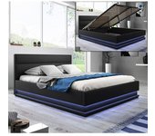 Cama de matrimonio con canapé Nitas en color negro (160x200cm)
