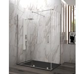 Mampara de ducha frontal con panel fijo lateral corredero transparente vit perfil cromo (67-69)+70 x195 cm