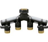 Distribuidor 4 vías rosca hembra 3/4-salidas macho 3/4 c/soporte pared