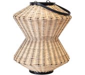 Farol decorativo bambú cilíndrico faial l natural y negro 30x35 cm