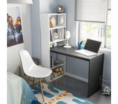 Mesa de estudio con estanteria en blanco y gris de 144x120x53
