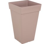 Lote maceta cuadrada alta y plato capri taupe 50 cm