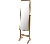 Espejo enmarcado rectangular de pie joyero natural 155 x 40 cm