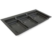 Base para contenedores de cajón cocina, 3 huecos, módulo 90 cm, gris - emuca