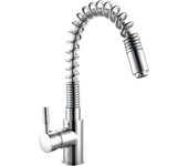 Grifo de cocina monomando caño alto+ducha rousseau tiki f3/8 acero brillo