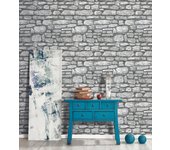 Papel pintado no tejido imitación material tnt eco 2061-1 piedra gris