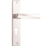 Juego de manilla para puerta elice níquel satinado con bocallave a 70 mm