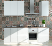 Cocina en kit delinia id tokyo blanco mate 240 cm con muebles altos y bajos