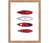 Cuadro pintado con marco tablas surf 30 cm x 40 cm