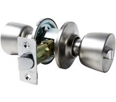 Pomo de puerta para puertas de baño con condena forma de tulipa cromo mate