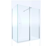 Mampara de ducha frontal con panel fijo lateral batiente transparente open perfil negro (117-119)+70 x195 cm