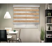 Estor enrollable noche/día con cadena top n&d poliéster con líneas marron de 90x250cm