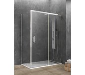 Mampara de ducha frontal con panel fijo lateral corredero transparente ark perfil cromo (66-69)+70 x195 cm
