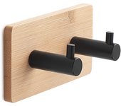 Percha/colgador adhesivo de baño juncos negro pintado con 2 ganchos
